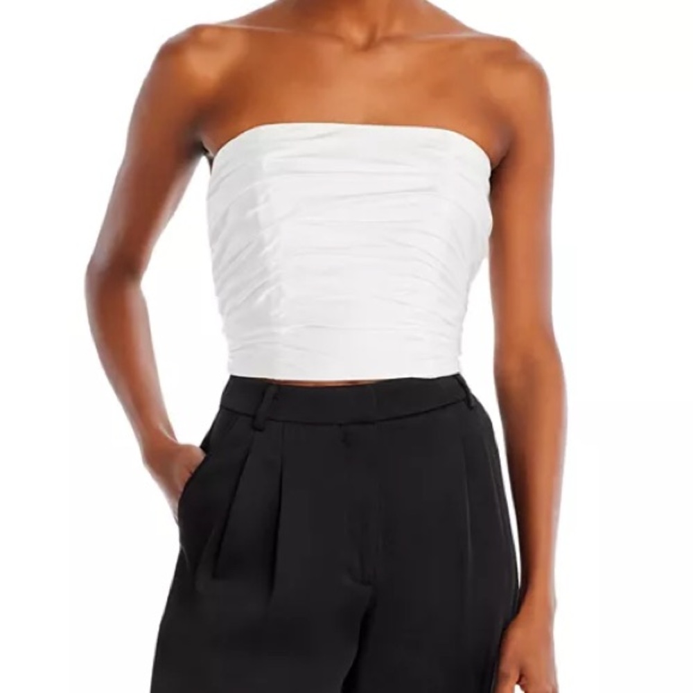 NEW! Aqua White Strapless Crop Top (Small)